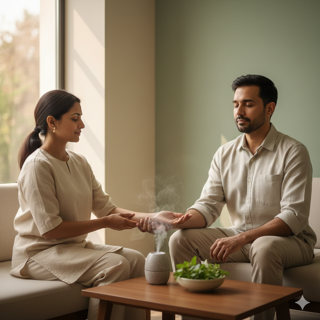 professional ayurveda consultation scene