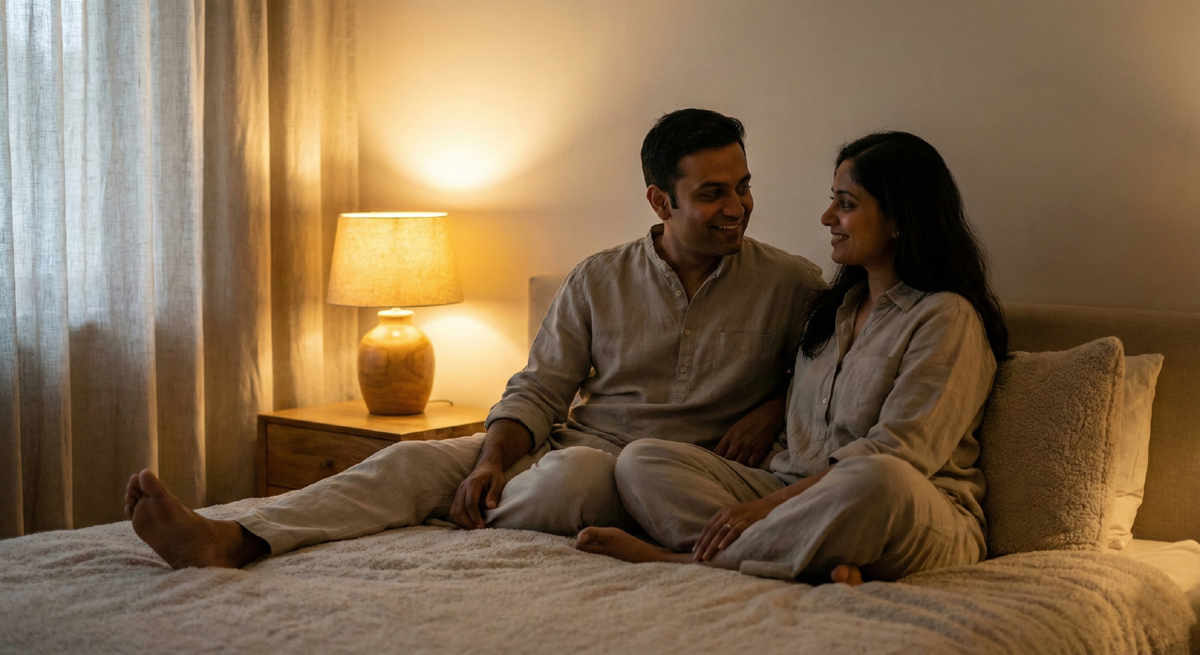 फोरप्ले में भावनात्मक जुड़ाव दर्शाता कपल